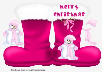 A5 Santas Boot Quick Card in Pink