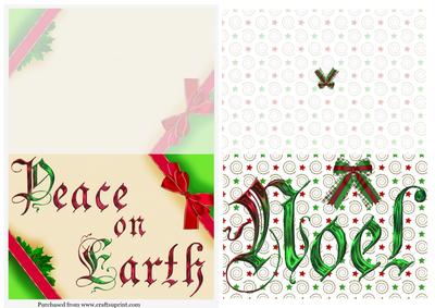 2 A5 Backings Noel & Peace on Earth