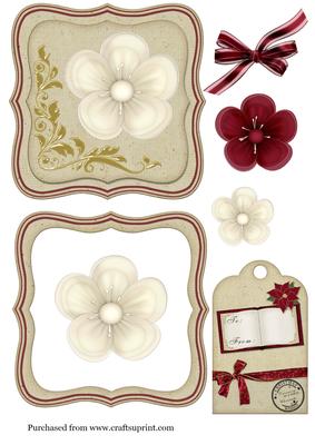 Cream & Burgundy 5in Topper