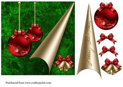 8 in Topper in Green & Gold with Red Baubles