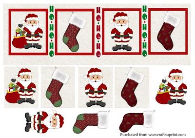 Large Dl Santa & Stocking Pyramid Card