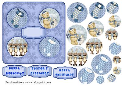4 Corners Christmas Pyramid Card Topper in Blue