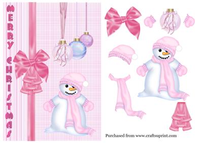 Christmas Snowman in Pink
