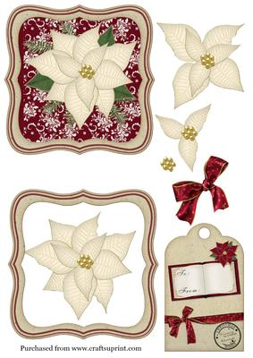 5 in Topper & Tag with Cream Poinsettia