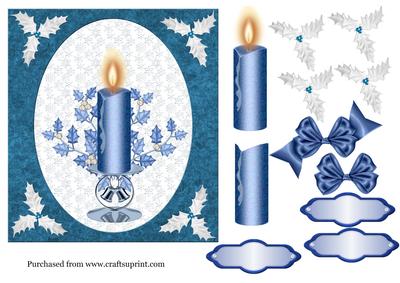 7 in Blue Candle Topper