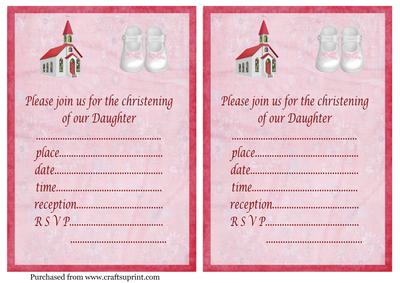 2 Christening Invitations for a Girl