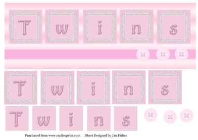 Large Dl Twins Pyramid Card in Pink