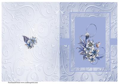 A5 Winter Flowers Quick Card in Blue