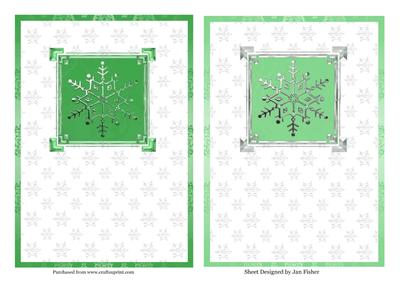 2 A5 Snowflake Card Fronts in Green