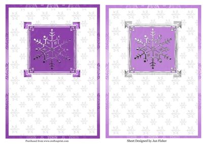 2 A5 Snowflake Card Fronts in Lilac