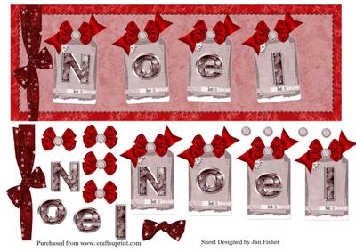 Large Dl Noel Tags in Red