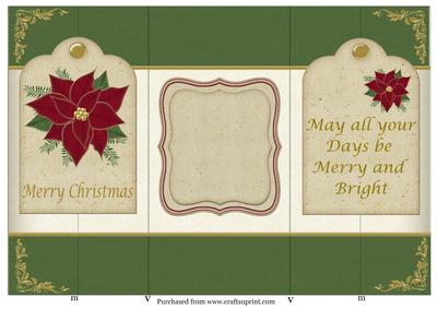 Double Fold Back Card with Tag and Red Poinsettia