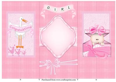 Double Fold Back Card Baby Girl