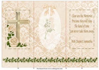 Double Fold Back Sympathy Card in Cream