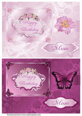 2 Toppers for Mum in Pink & Burgundy