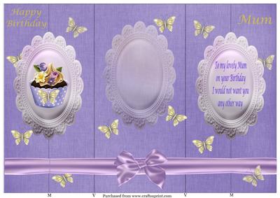 Double Fold Back Card Cupcakes & Butterflies