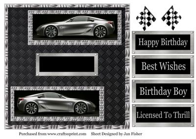 8 in Topper Silver Cars on Checker Plate Backing