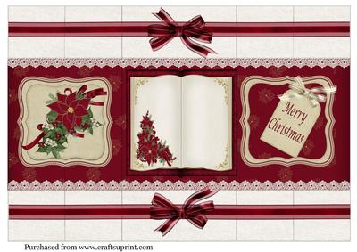 Burgundy on Cream Double Fold Back Card with Open Book