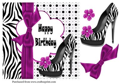 Purple Bow & Flower Zebra Shoe