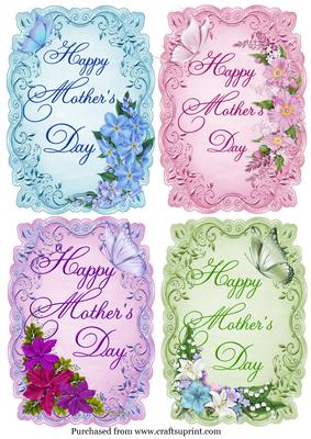 Set of 4 A6 Size Mothers Day Toppers