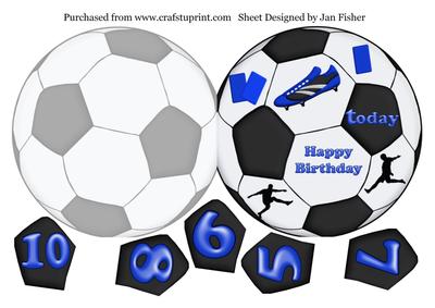 Football/soccer Shaped Card in Blue