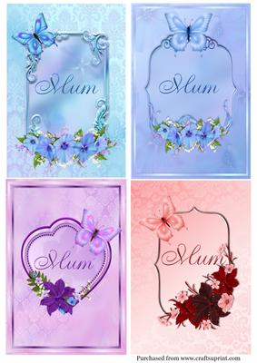 4 A6 Card Toppers Mum