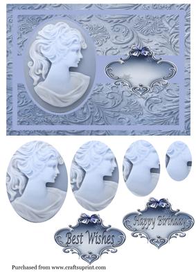 Blue Cameo Pyramid Card Topper