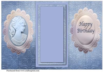 Cameo Double Fold Back Card in Blue