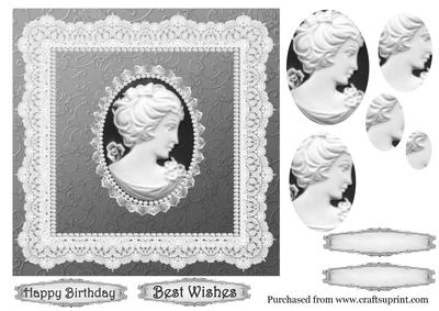 7 in Black & White Cameo Pyramid Topper