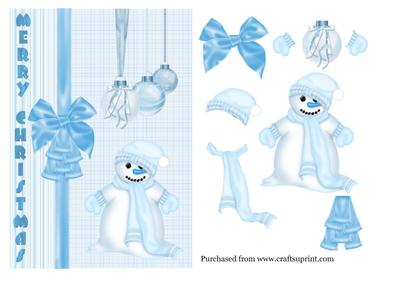 Blue Snowman Card Topper