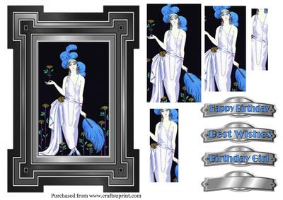 Art Deco Topper with Pyramid Layers in Blue