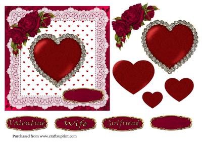 6 in Heart & Rose Pyramid Topper