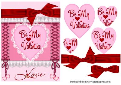 Pink Heart Valentines Card Topper