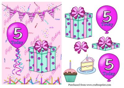 5th Birthday Card Front