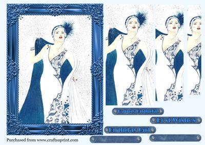 Flapper Lady in Blue Frame