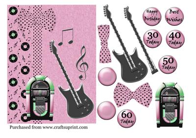 Guitar & Jukebox in Pink