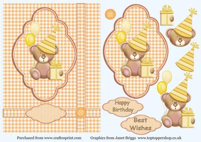 Birthday Teddy in Peach