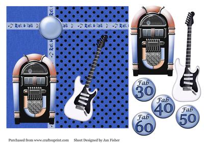 Fab at with Guitar & Jukebox in Blue