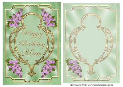 Mum Birthday in Green & Gold with Lilac Spray