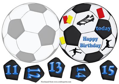 Football Shaped Card in Blue with Ages 11-15
