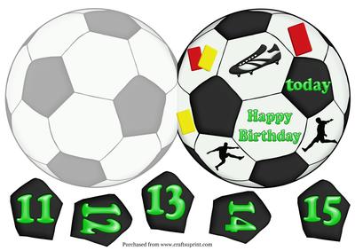 Football Shaped Card in Green with Ages 11-15