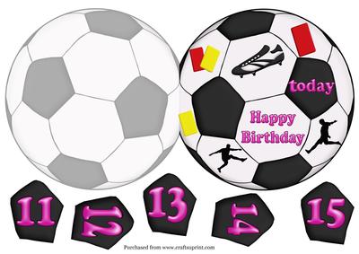 Football Shaped Card in Pink with Ages 11-15