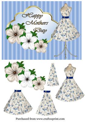 Blue Flowery Dress Mothers Day Card Front