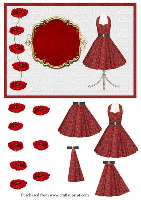 Red & Black Dress with Poppy Border