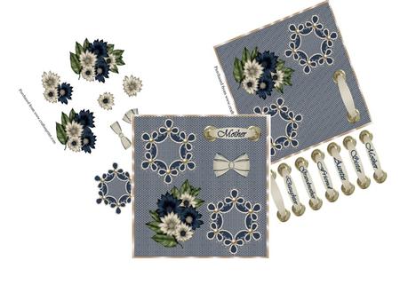 8 in Blue & Ivory Decoupage Topper