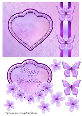 Lilac Heart & Butterflies