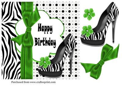 Zebra Birthday Shoes in Green
