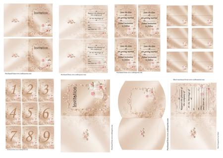 Wedding Stationary Kit in Beige with Cake Design