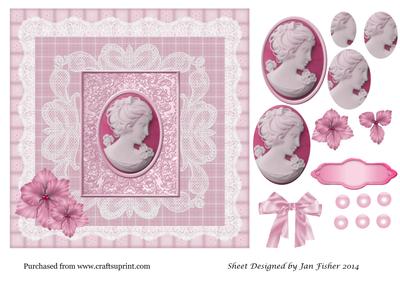 8in Card Topper Cameo in Pink