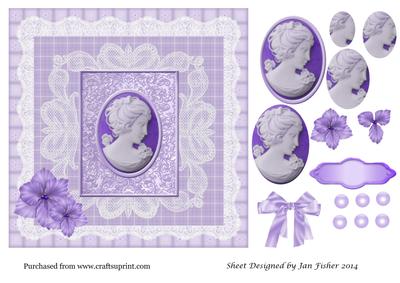8in Card Topper Lilac Cameo